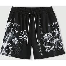 Shein Men Simple Drawstring Printed Casual Shorts For Daily Wear