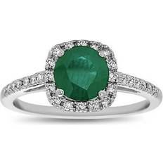 Engagement Rings - Rose Gold Bagatela Emerald Diamond Engagement Ring 14K White Gold