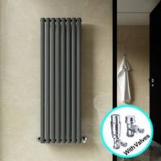 Elegant Central Heating Vertical Oval Column Rad + Chrome Thermostatic Valves