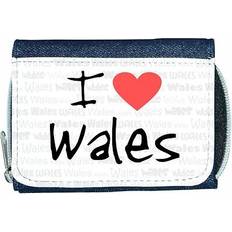 Wallets & Key Holders TeeTreeDesigns I love heart wales denim wallet