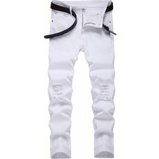 Shein Men Casual Solid Color Distressed Denim Jeans