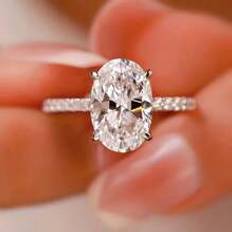 Smycken Shein Silver karat Special Mossan Diamond Egg Ring Unik designtillbehr Lmplig fr brllopsfrlovningsfester Br bekvm damring