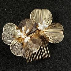 Shein 1pc Handmade Baroque Style Gold/Silver Flower Bridal Hair Comb Halloween