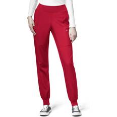 W123 Womens Comfort Waist Cargo Jogger Pant - Red