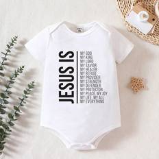 M Bodysuits Shein Newborn Baby Boy Casual Basic Fun Letter Pattern Bodysuit