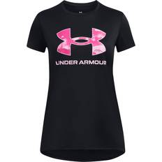 Under Armour Girl's UA Tech Print Fill Big Logo Short Sleeve - Black/Stellar Pink