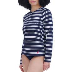 Rash Guards & Base Layers Nautica Women's Stripe Longsleeved Rashguard, Medium, Navy/White