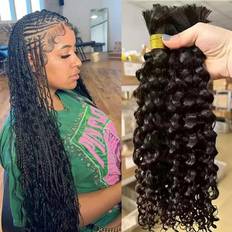 Curly human hair wigs Eayon Hair Spanish Curly Bulk Human Hair For Braiding 18" 20" Natural Color 2-pack