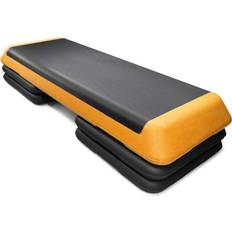 Goplus Steppers Goplus 43'' Adjustable Fitness Aerobic Step Stepper Platform 4" 6" 8" Non-Stick Surface W/ Risers Orange