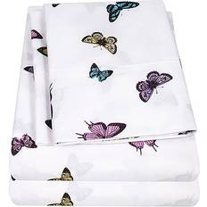 Sweet Home Collection Butterflies Wrinkle Resistant Sheet Set 66x96"