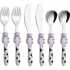 Exzact Children's 6pcs stainless steel cutlery set cow handle kids toddler baby love