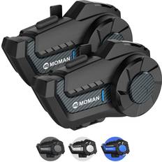 Moman Motorcycle Helmet Intercom, H2Pro【2 Pack Carbon Fiber】 Dirt Bike 1000M Riders Communication System with DSP&CVC Noise Cancellation FM Music Share, Motorbike-Wireless-Helmet-Intercom-Headset