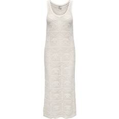 Enfärgade - Långa klänningar - XL Only Beach Long Knitted Dress - White/Eggnog