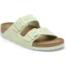 Femme - Vert Sandales Birkenstock Arizona Suede Leather - Faded Lime