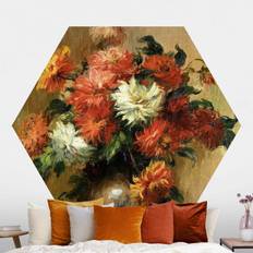 Papeles pintados Klebefieber Papier peint panoramique hexagonal autocollant Auguste Renoir Nature morte avec des dahlias