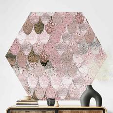 Papeles pintados Klebefieber Papier peint hexagonal autocollant avec dessins Mermaid Magic In Rose-Beige