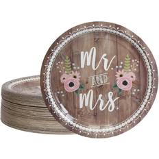 Party Supplies Shein Disposable Plates Count Paper Plates Wedding Party Supplies For Appetizer Lunch Dinner And Dessert Mr And Mrs Rustic Wedding Theme Design Inches In