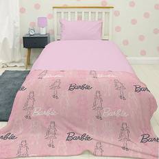 Pink Fabrics Barbie Figures Fleece Blanket 39.4x59.1"