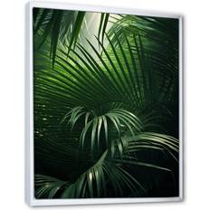 Design Art Thick Jungle Of Palm Trees IV White Framed Art 16x32"