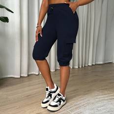 Shein Womens Casual Solid Color Drawstring Waist Cargo Pants Summer
