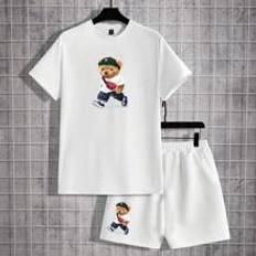 Shein Byxor & Shorts Shein Herr Sommar Casual Bjrn Tryckt Kort rm Tshirts Och Shorts stset