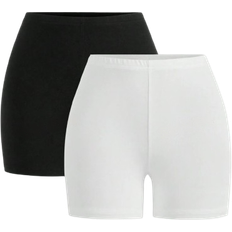 Shein EZwear 2pcs Black And White Casual Tight Shorts/Leggings For Women