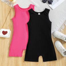 Jumpsuits Shein Tween Girls Summer Casual Striped Sleeveless Romper With Round Neckline And Long Sleeves