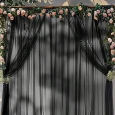 Doorway Party Curtains Shein pcs Black Backdrop Curtains For Party Wedding Transparent Backdrop Curtains For Shower Birthday Party Photo Booth Decorations