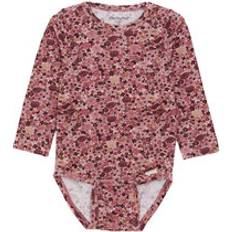 Barnkläder Minymo Body langærmet AOP Dusty Rose