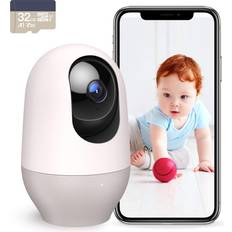 Child Safety Nooie 2K Smart Baby Monitor with 5G/2.4G, 360 Pan & Tilt, WiFi Baby Camera with AI Motion Tracking & Night Vision, Two Way Audio & Sound Detection, Compatible with Alexa and SD Card Included