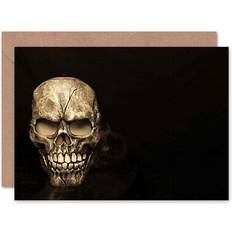 Multicoloured Cards & Invitations Wee Blue Coo Creepy gothic smoky skull face weird blank greeting card with envelope