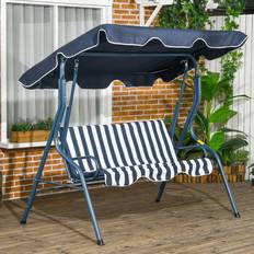 Blue Canopy Porch Swings OutSunny 3 Seater Blue Swing Chair