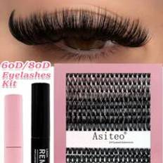 Shein Asiteo st DIY Cluster Lashes Faux Mink Lashes DD Fluffy Messy Natural Look D Mix Individuella gonfransfrlngningar med fransar Lim och lim Ta bort