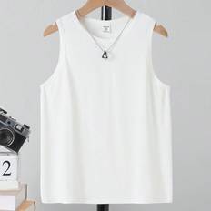 Tank Tops Shein Tween Boys Casual Simple Solid Round Neck Tank Top Suitable For Summer