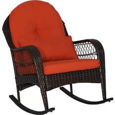 Synthetic Rattan Outdoor Rocking Chairs on sale Costway Patio Rattan Rocking Chair
