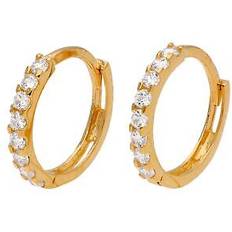Jewellerybox Pave Huggie Hoop Earrings - Gold/Transparent