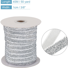 Anniversary Gift Wrap Ribbons Unique Bargains Metallic Glitter Velvet Ribbon 3/8 Inch x 50 Yard Single Face Ribbon Silver 0.1 In. L X 0.1 In. W X 0.1 In. H