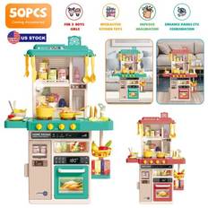 Play Set Babyluv Play kitchen kitchen playset pretend food w/real sounds, cooking stove Pink