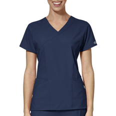 WonderWink Wonder Wink W123 By Wonderwink 6455 Mock Wrap Womens Moisture Wicking Wrinkle Resistant Quick Dry Short Sleeve Scrub Top, X-small, Blue X-small