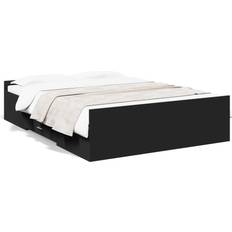 Homie Bed Frame with Drawers Double Engineered Wood Black