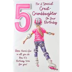 Happy 5th birthday card special great granddaughter girl skating rollerblades