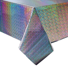 Silver Table Decorations Sparkle and Bash 3-Pack Iridescent Silver Holographic Foil Plastic Table Covers Multi Set of 3