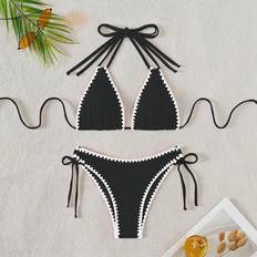 Black - Women Bikini Sets Shein New Arrival Bikini Set For Women With Shoulder Straps Pieces Bikini Set For Women Summer Beach