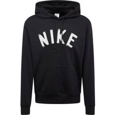 Fitness & Gym - Men Sweaters NIKE Swoosh Men's Dri-FIT French Terry Pullover Fitness Hoodie - Black/White