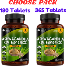 New Leaf Products Ashwagandha 1200mg ksm-66 organic root extract high strength vegan