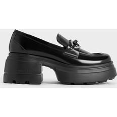 Charles & Keith Charles & Keith Metallic-Accent Chunky Platform Loafers Black Box