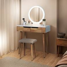 ELECWISH Round Mirror Dressing Table