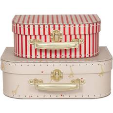 Beige Piccoli Contenitori OYOY Mini Suitcase Giraffe & Stripe Set of 2