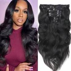 Shein One Set Clip In Hair Extensions Natural Wave Human Hair Clip Ins Double