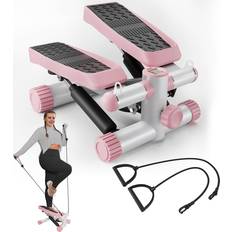 CITYLIGHT Steppers for Exercise, Stair Stepper with Resistance Bands, Mini Stepper with 330LBS Loading Capacity, Hydraulic Fitness Stepper with LCD Monitor, No Assembly Required,Pink